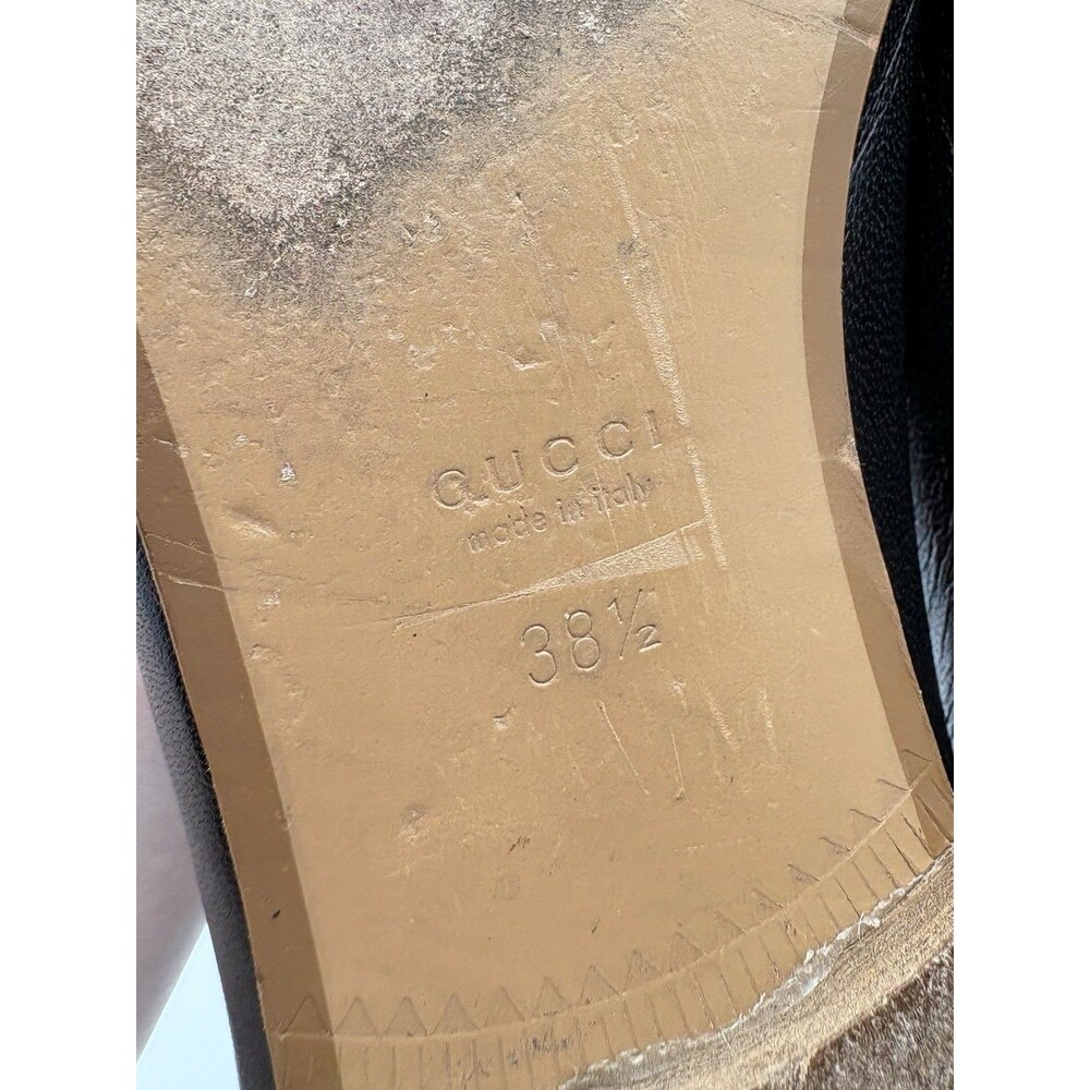 Gucci Black Leather Flats w/ Perforated GG Logo Accent Sz EU 38.5 - Picture 13 of 13